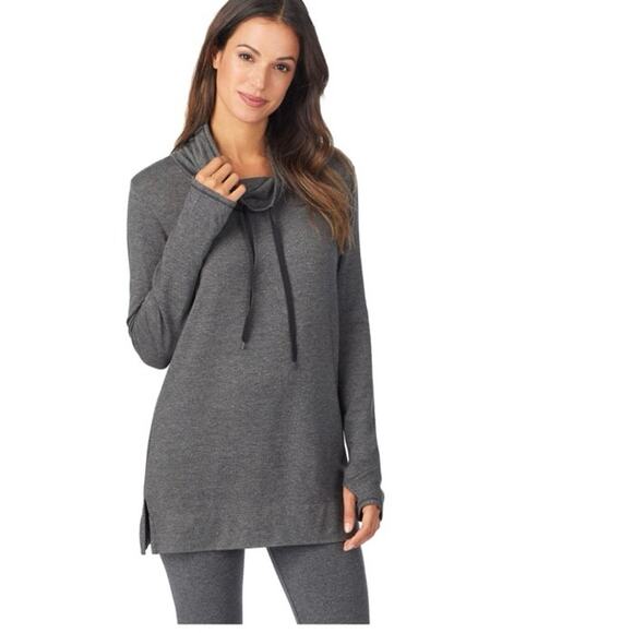 Cuddl Duds Women’s Charcoal Gray Ultra Cozy Long Sleeve Cowl Neck Tunic - Medium - Picture 1 of 8